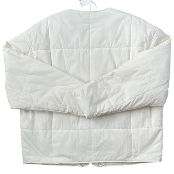 Zara Men's Light Padded Jacket Coat Modular Neckline Cream Snaps Closure XL NWT - Picture 13 of 16